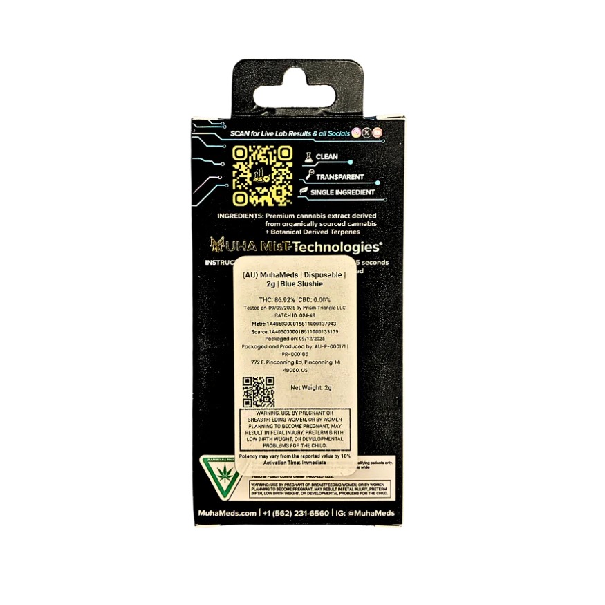 MUHA MEDS “BLUE SLUSHIE” 2G DISPOSABLE
