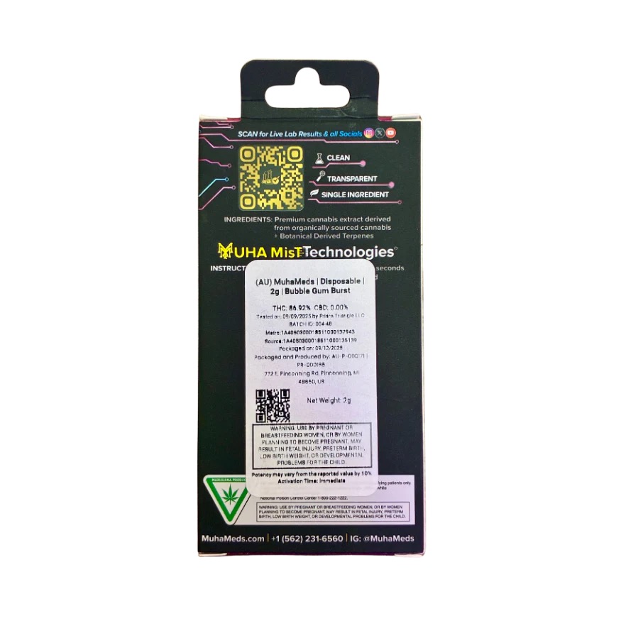 MUHA MEDS “BUBBLEGUM BURST” 2G DISPOSABLE