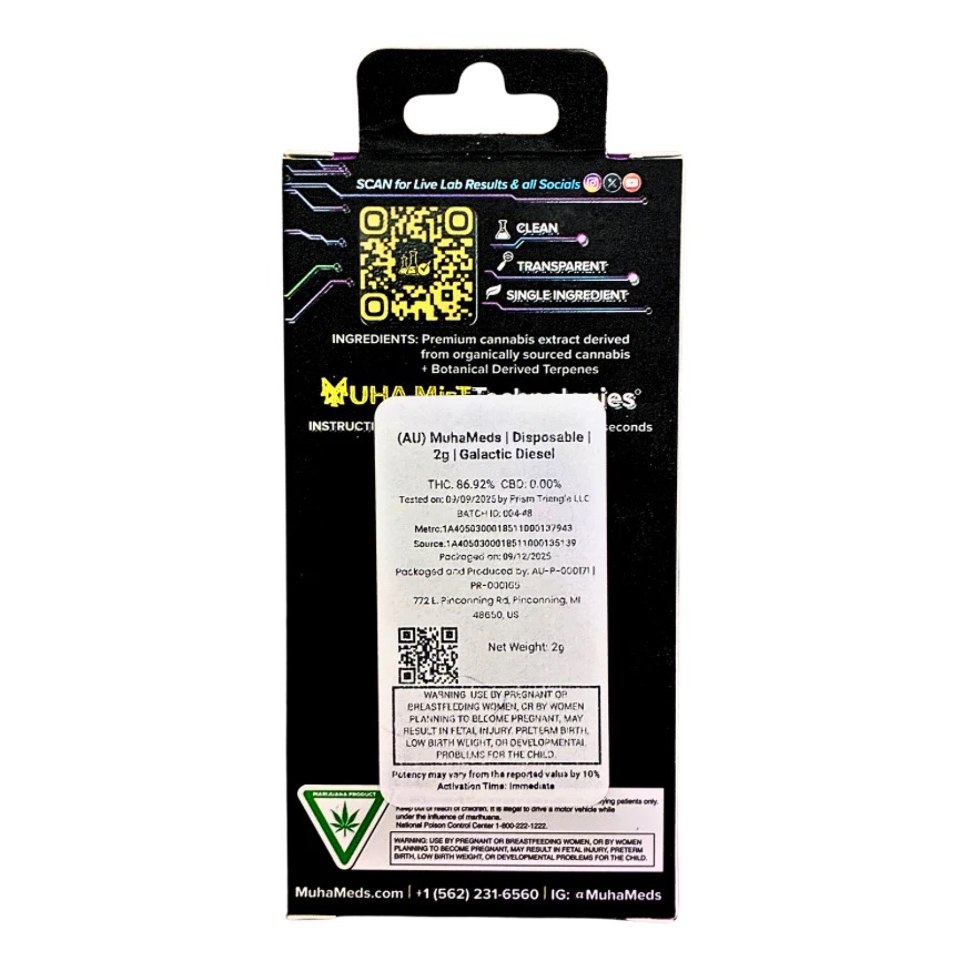 MUHA MEDS “GALACTIC DIESEL” 2G DISPOSABLE
