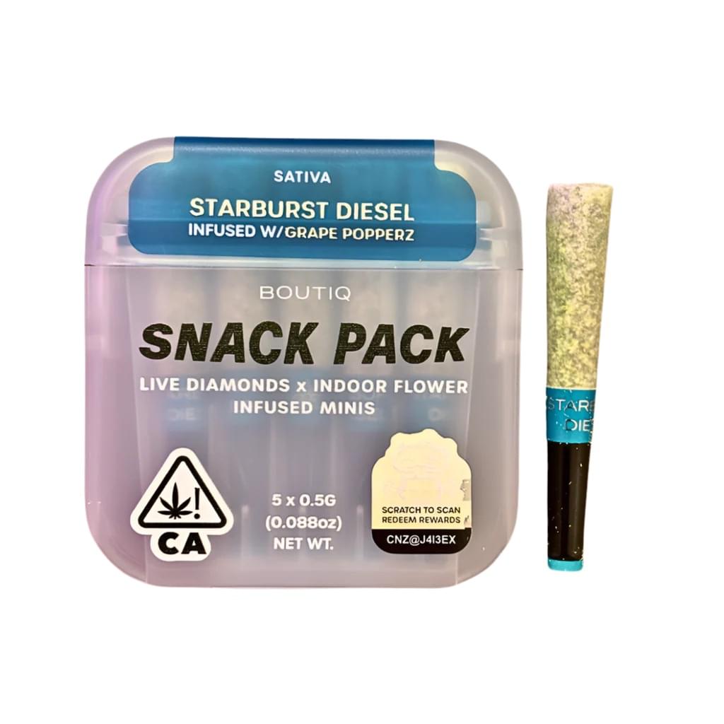 BOUTIQ “SNACK PACK” “STARBURST DIESEL” INFUSED WITH “GRAPE POPPERZ” PRE-ROLL PACK